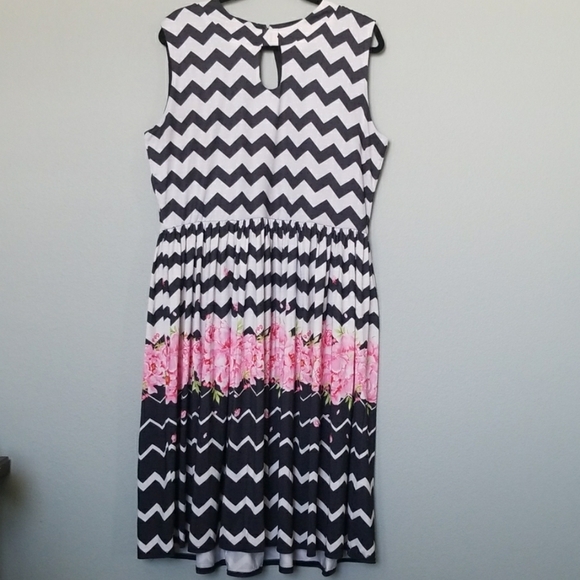 Jessie striking zig zag sleeveless dress size 14 lindy bop - Picture 3 of 8